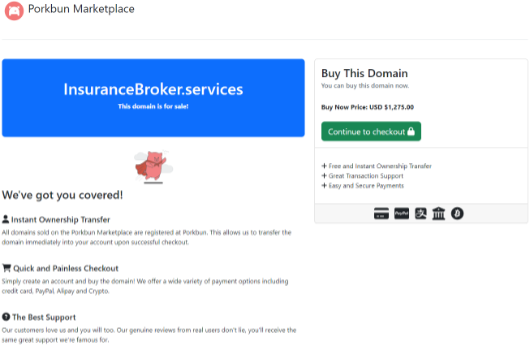 Insurance broker services domain for sale