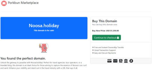 Noosa holiday domain name for sale